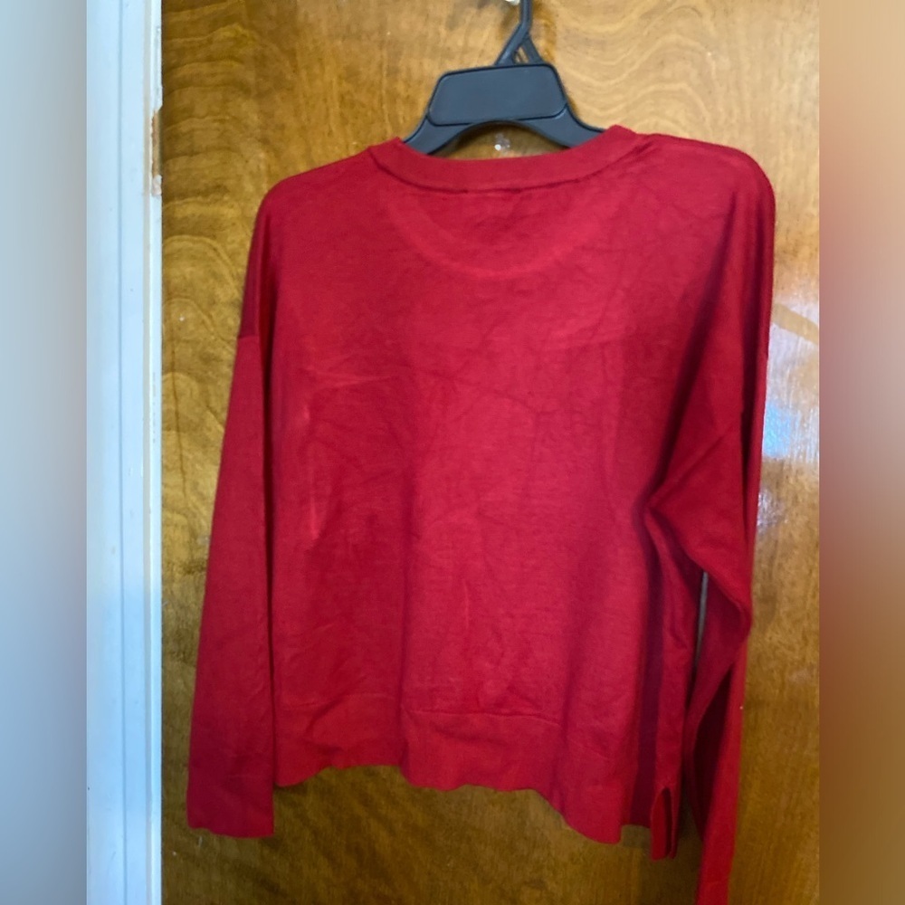 DKNY Vibrant Red Sweater with Sequin Accent - Size M - Picture 5 of 12